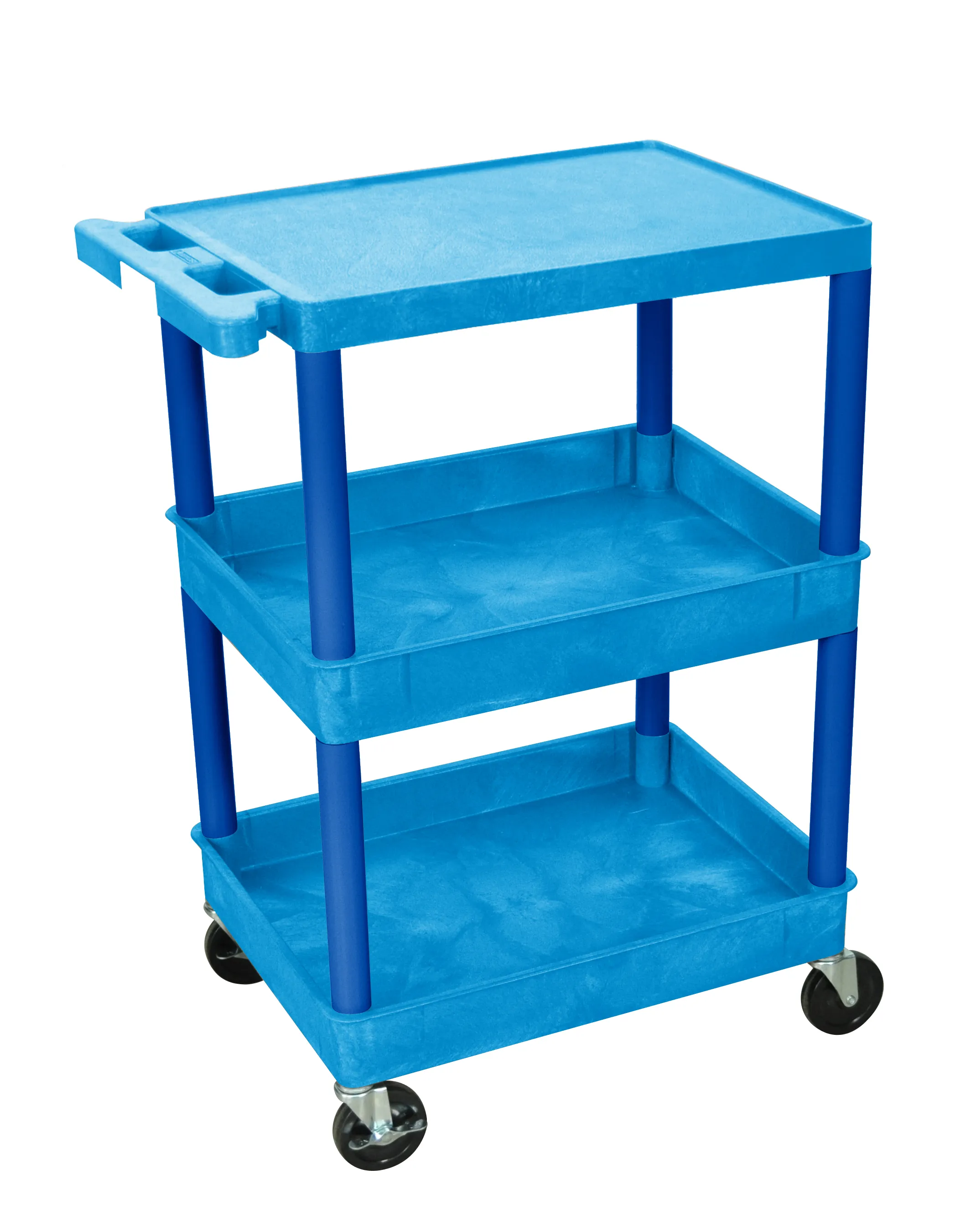 Luxor STC211BU - Plastic 3 Shelf Utility Tub Cart - Blue