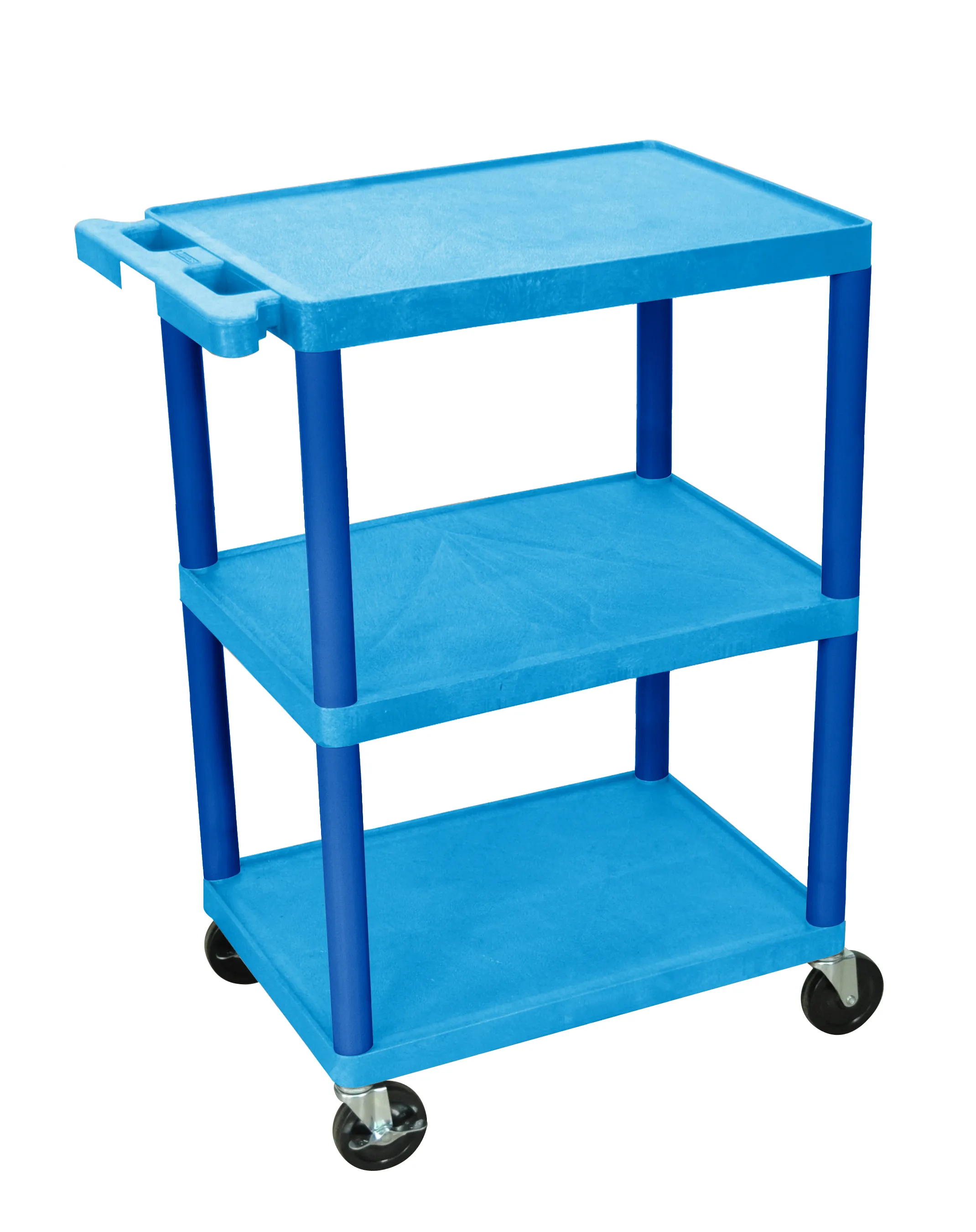 Luxor STC222BU - Plastic 3 Shelf Utility Tub Cart - Blue