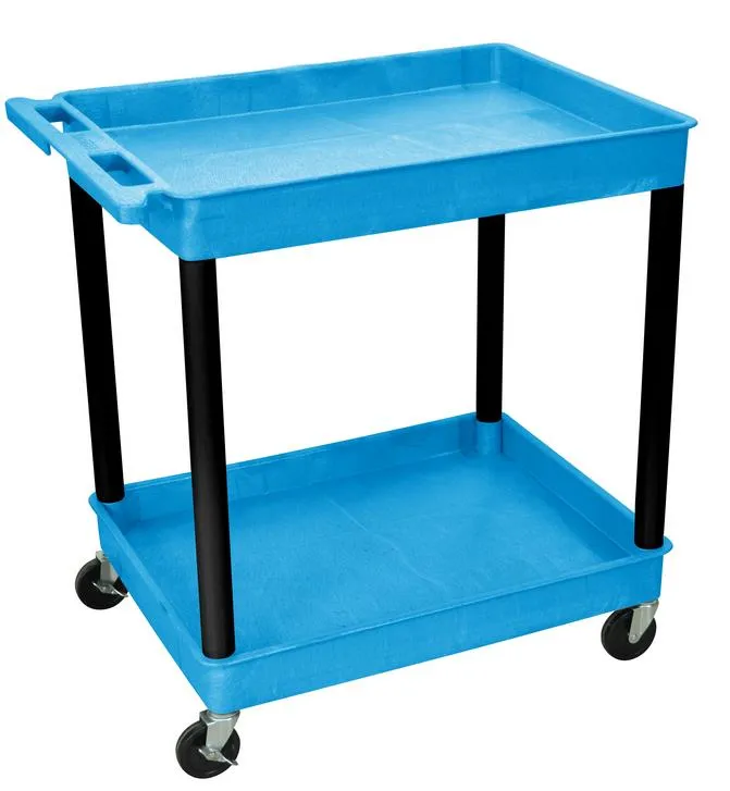 Luxor BUTC11BK - Plastic 2 Shelf Utility Tub Cart - Blue