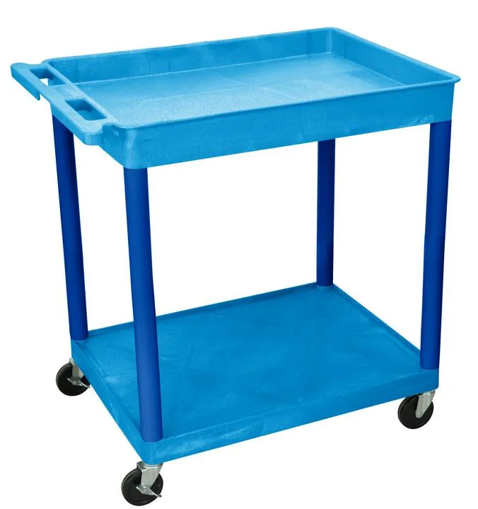 Luxor TC12BU - Plastic 2 Shelf Utility Tub Cart - Blue