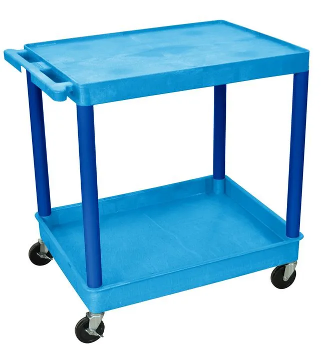 Luxor TC21BU - Plastic 2 Shelf Utility Tub Cart - Blue