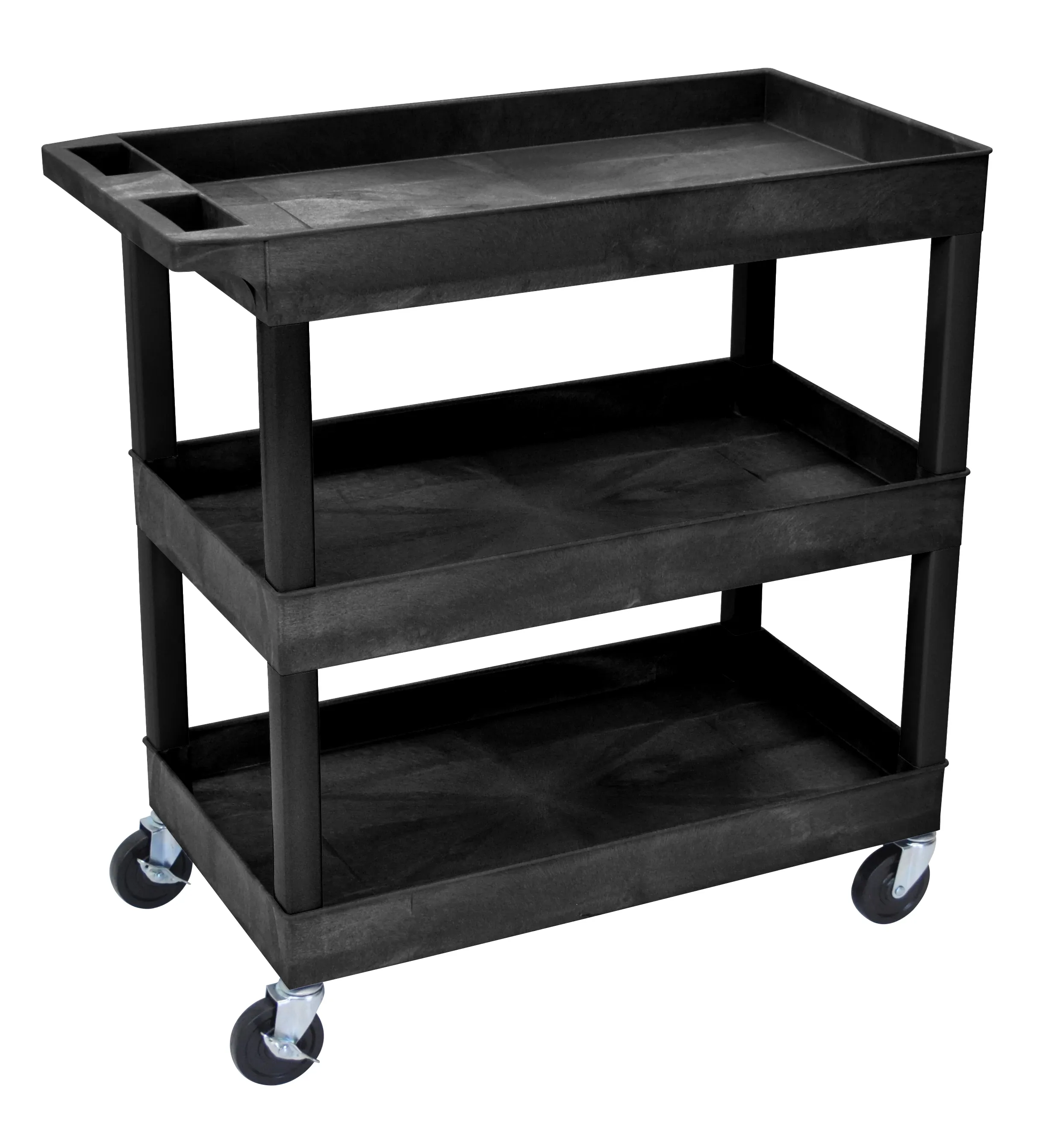 Luxor EC111B - 3 Shelf High Capacity Tub Carts - Black