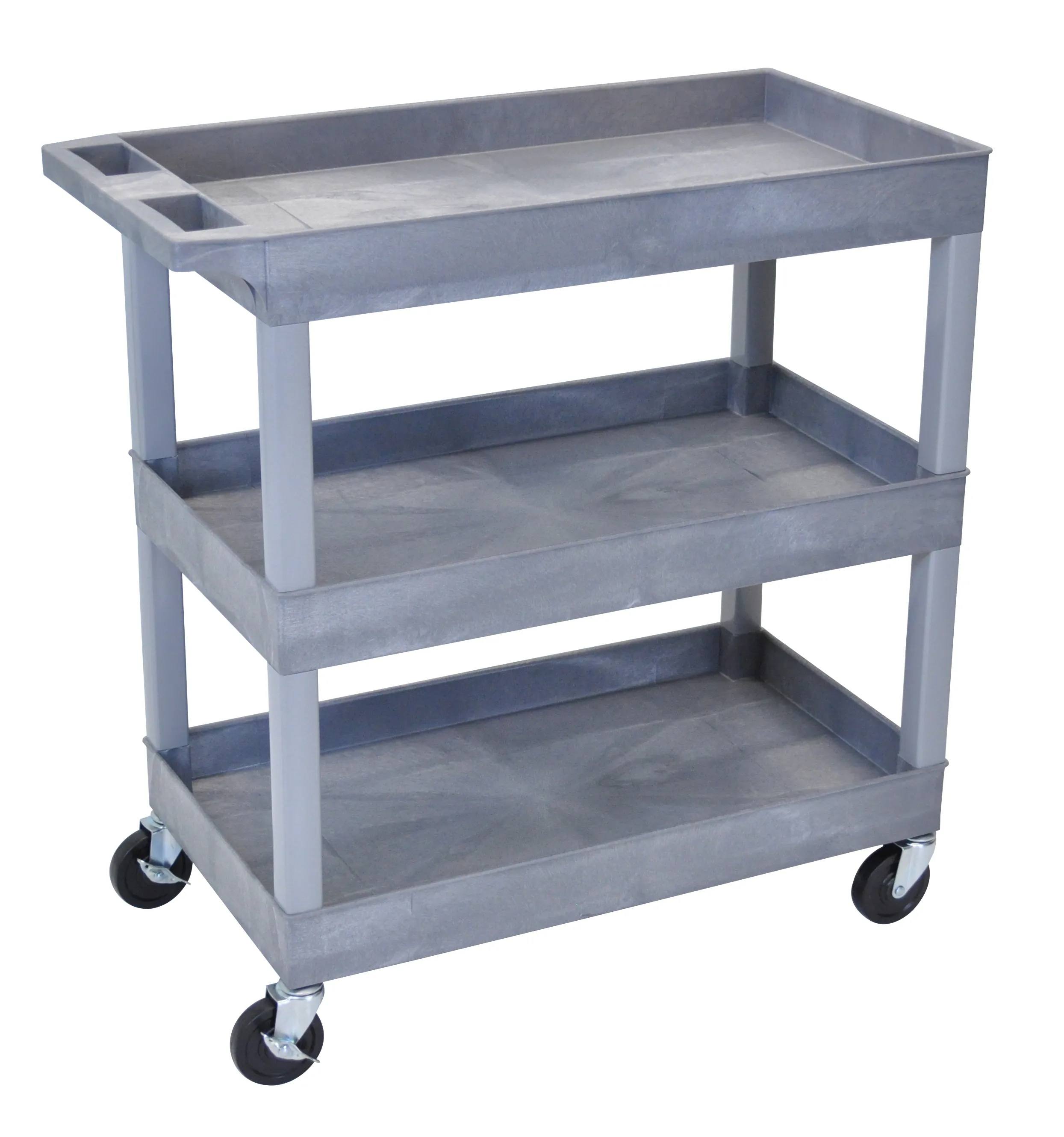 Luxor EC111G - 3 Shelf High Capacity Tub Carts - Gray