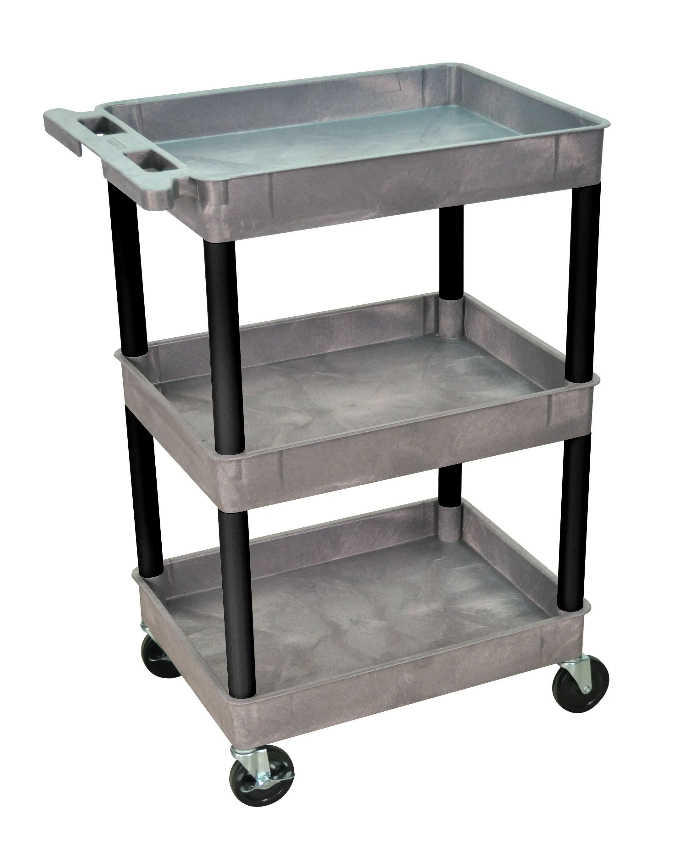 Luxor GYSTC111BK - Plastic 3 Shelf Utility Tub Cart - Gray