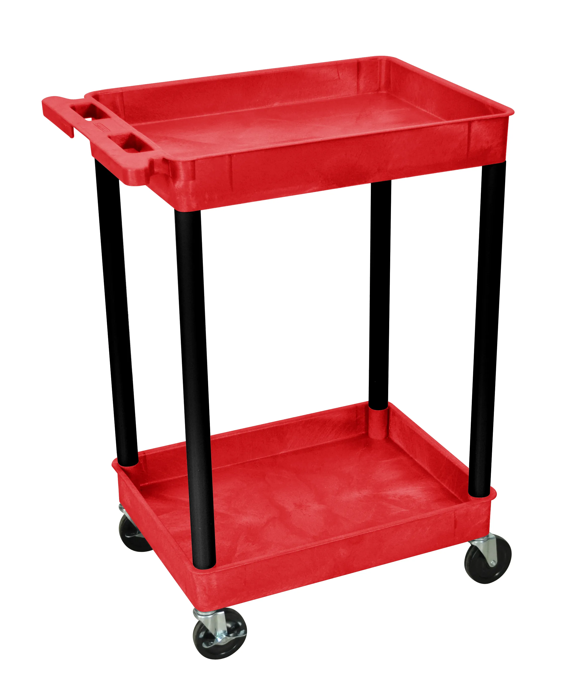 Luxor RDSTC11BK - Plastic 2 Shelf Utility Tub Cart - Red