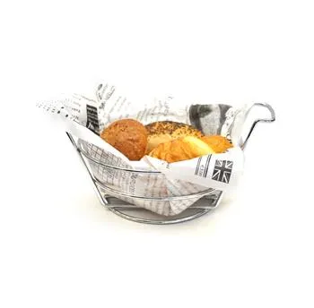 GET Enterprises - 4-22784 - 7 x 3" Round Chrome Bread Basket