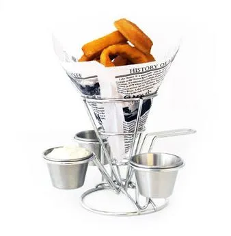 GET Enterprises - 4-96283 - Stainless Steel 3-Ring Appetizer Cone with Handle