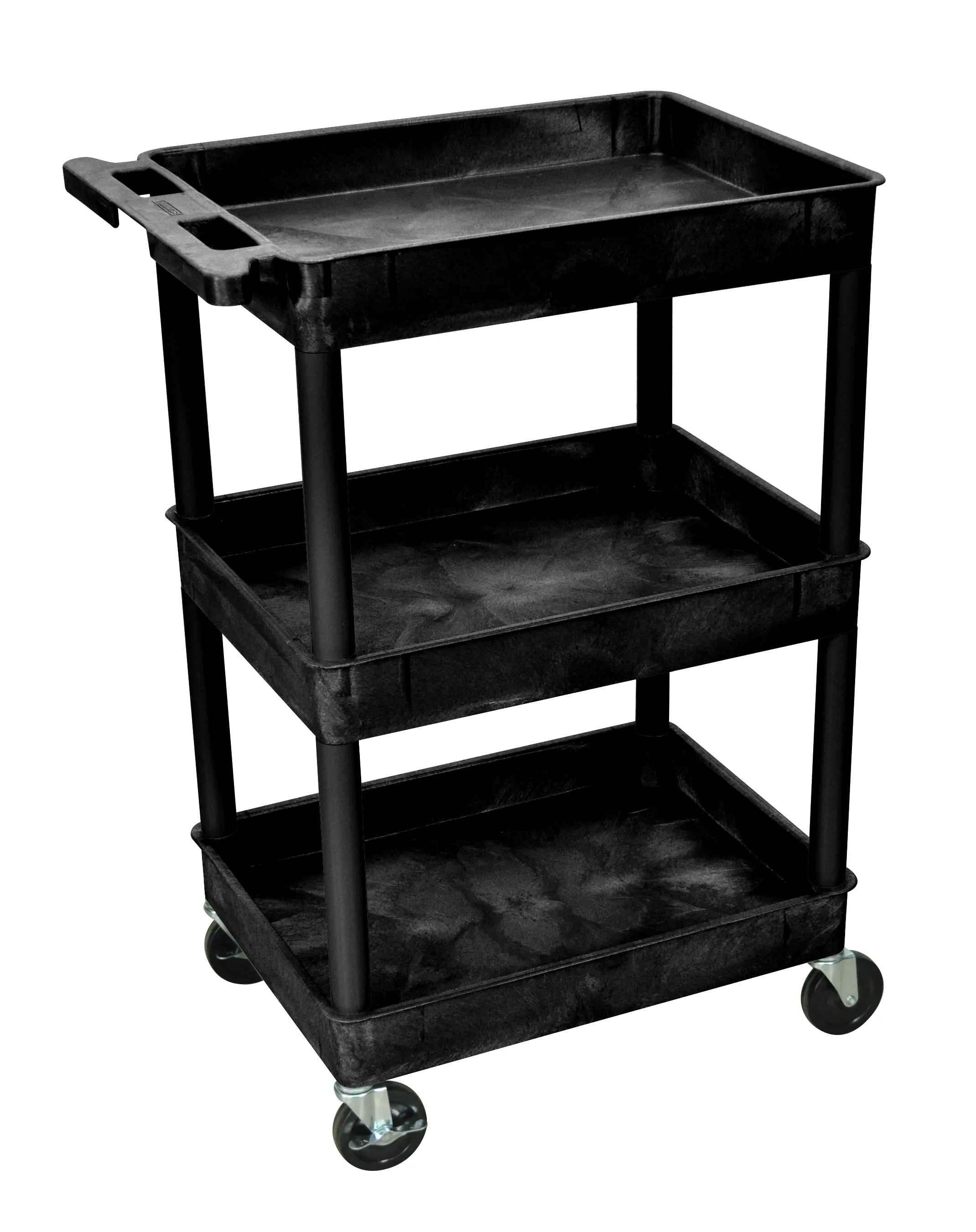 Luxor STC111B - Plastic 3 Shelf Utility Tub Cart - Black