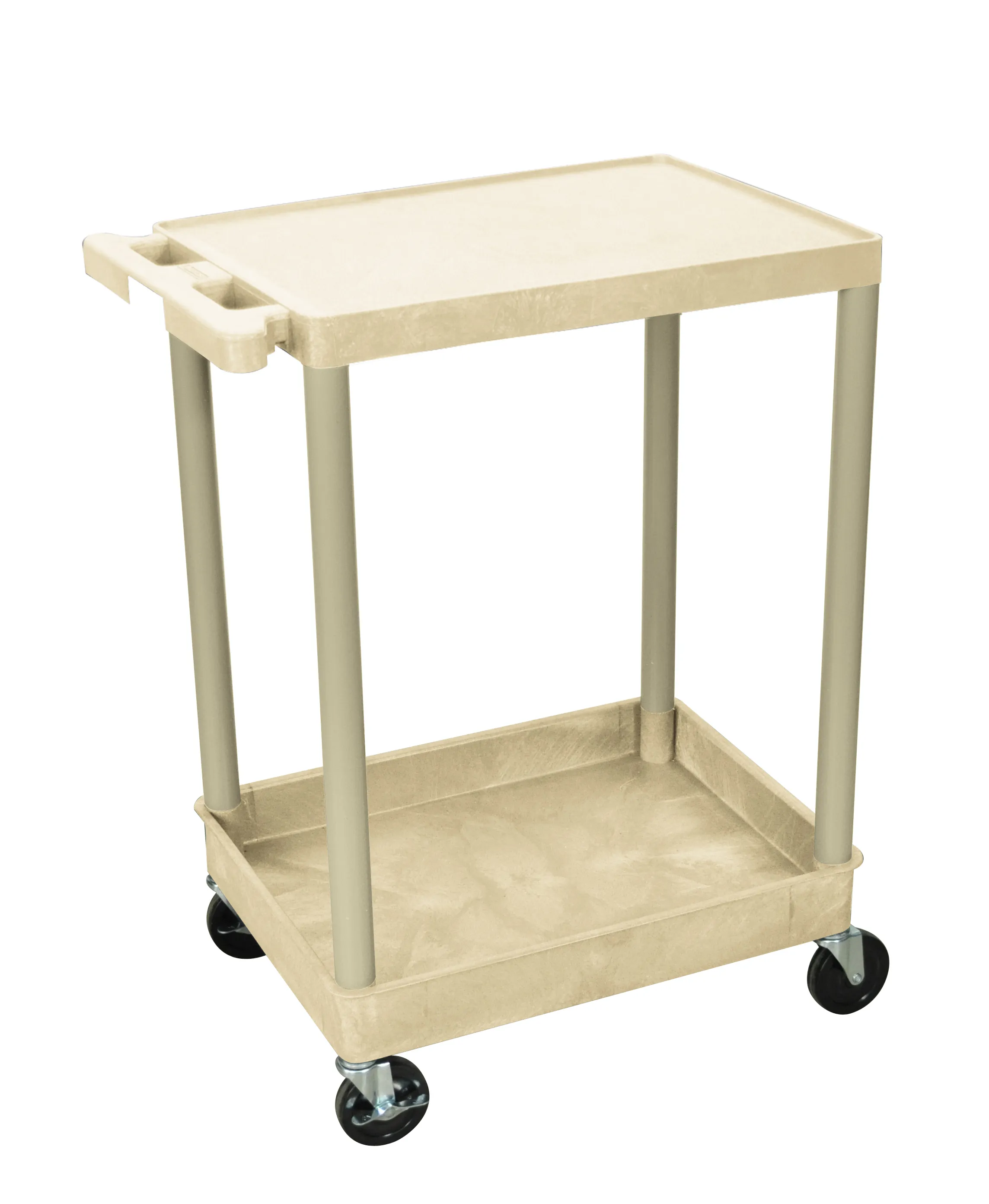 Luxor STC21P - Plastic 2 Shelf Utility Tub Cart - Putty