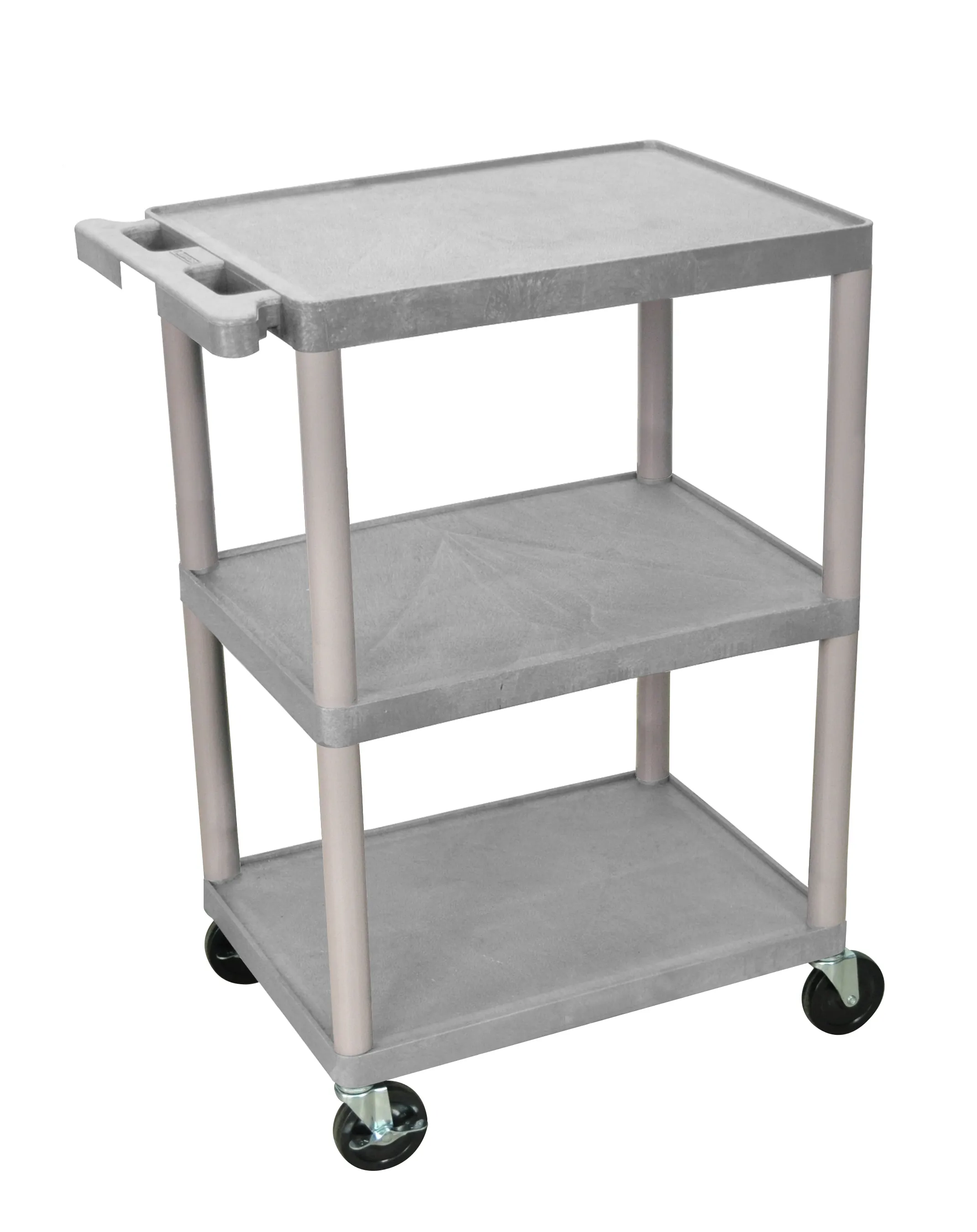 Luxor STC222G - Plastic 3 Shelf Utility Tub Cart - Gray