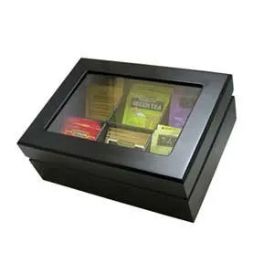 Update International TBC-6BK - 6 Compartment - Wood Tea Chests
