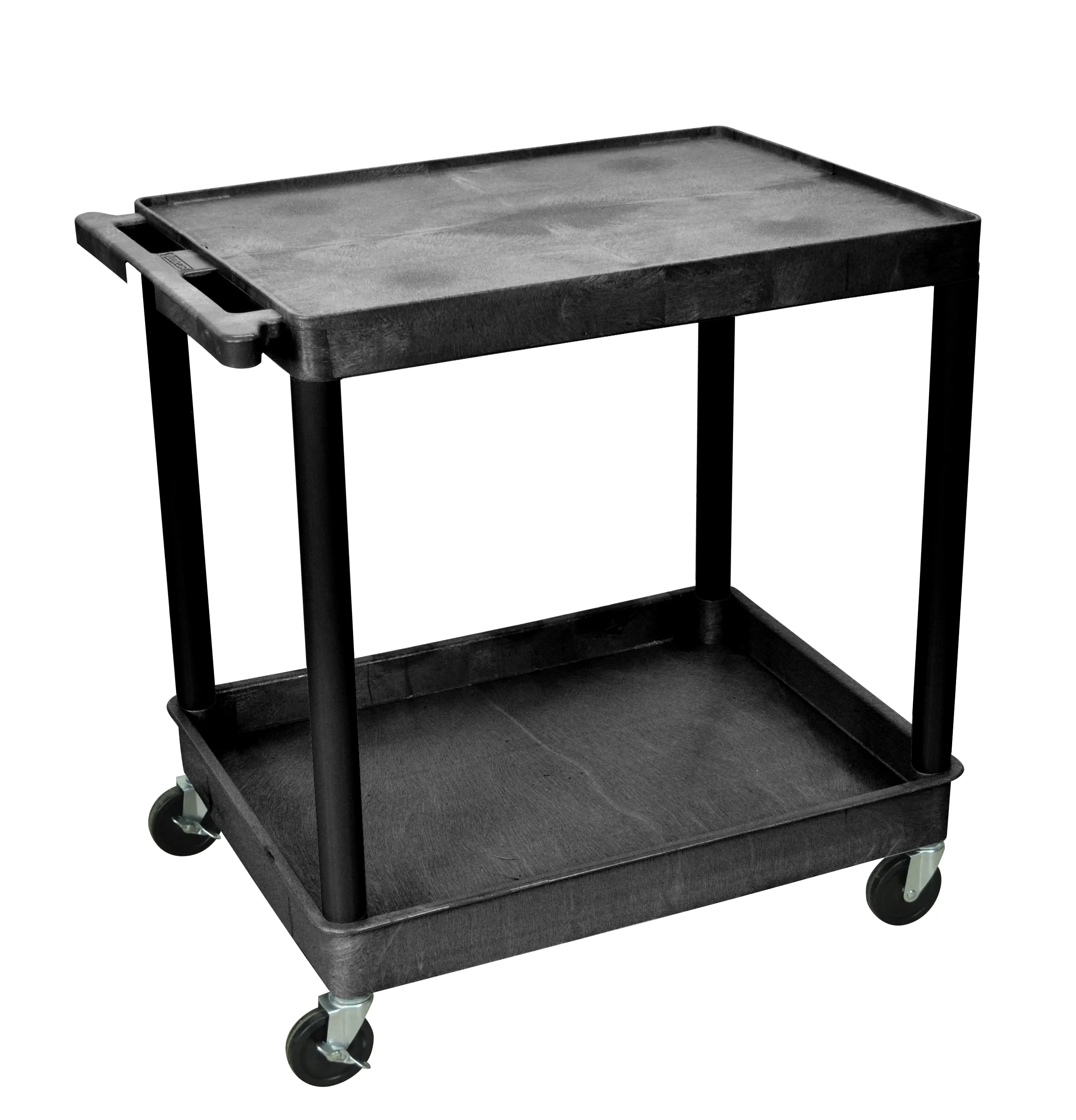 Luxor TC21B - Plastic 2 Shelf Utility Tub Cart - Black