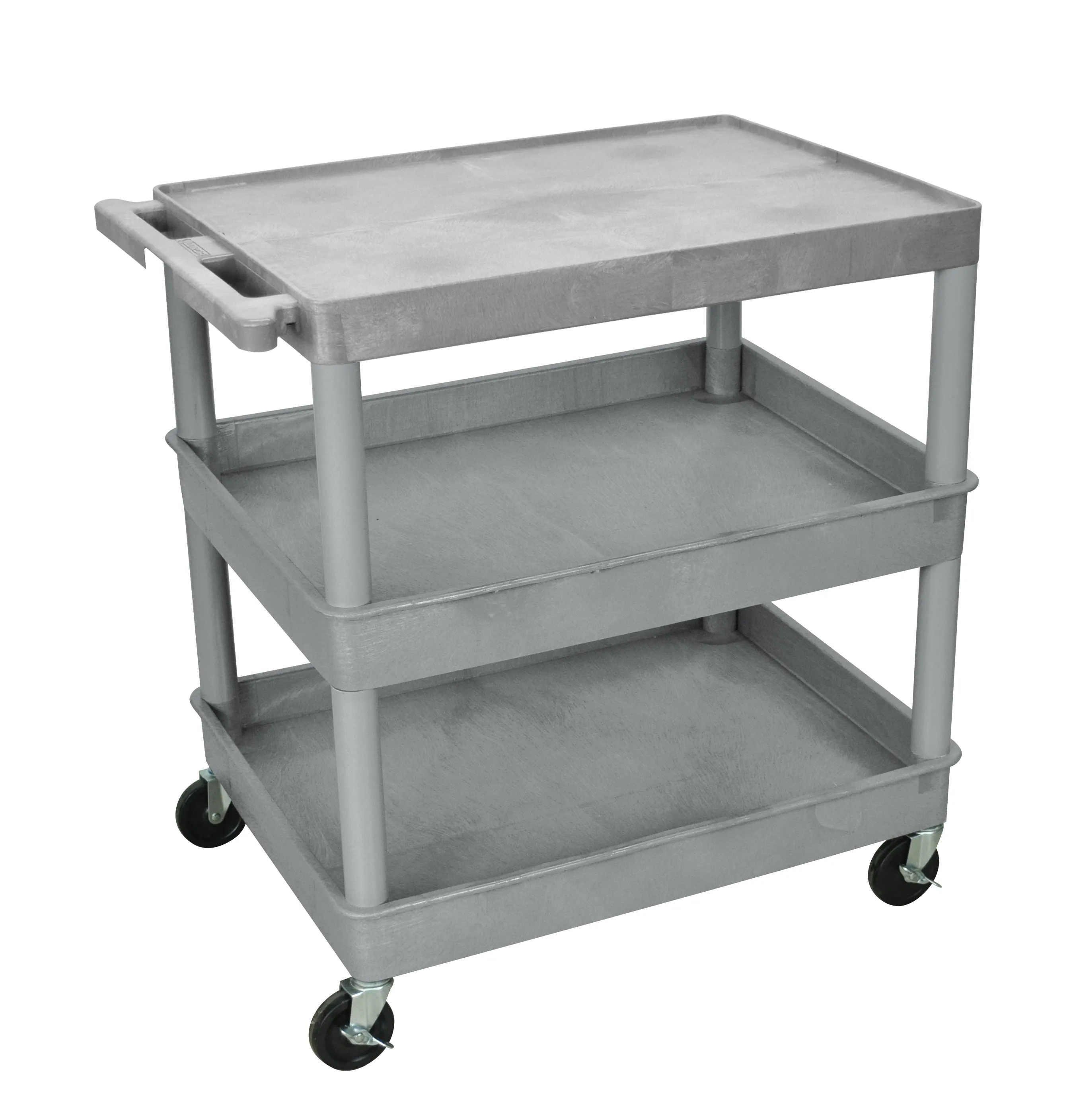 Luxor TC211G - Plastic 3 Shelf Utility Tub Cart - Gray