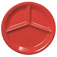 Thunder Group CR710PR - Three Compartment Plate - Pure Red - 10-1/4" (12 per Case) 