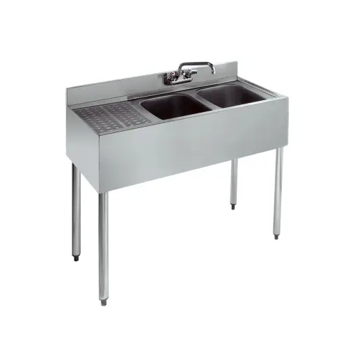 Krowne Metal - 18-32R - 1800 Series 36" Two Compartment Bar Sink - 12" Drainboard on Left
