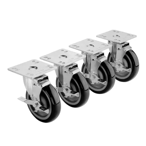 Krowne 28107S - 4" x 4" Plate Caster - 5" Wheel - Set of 4