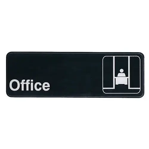 Update International S39-23BK - 9" x 0.06" x 3" - Sign - Board - Office - White on Black  