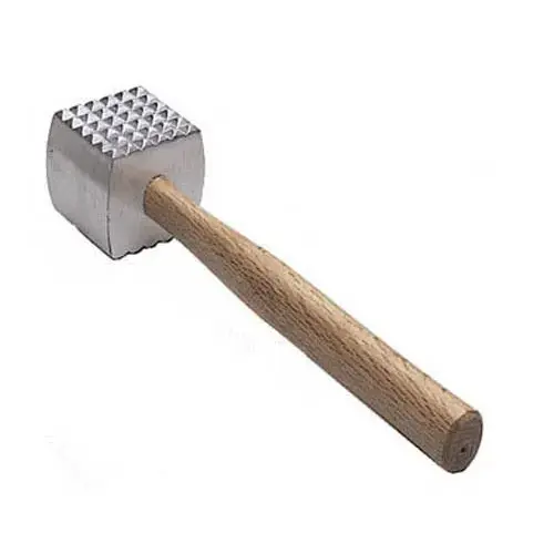 Update International MT-AL - 12.75" x 2.75" x 2.75" - Aluminum Head Meat Tenderizer with Wood Handle   