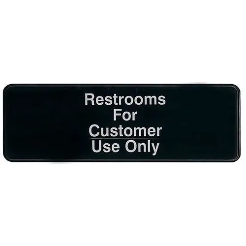 Update International S39-21BK - 9" x 0.06" x 3" - Sign - Board - Restrooms for Customer Use Only - White on Black  