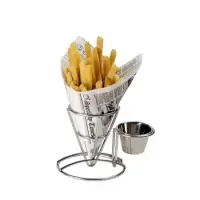 GET Enterprises - 4-880164 - Small Stainless French Fry Cone w/ 1 Holder
