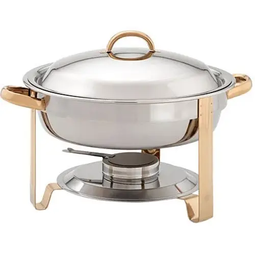 Update International DC-4/GB - 4 Qt - Stainless Steel Round Gold-Accented Chafer