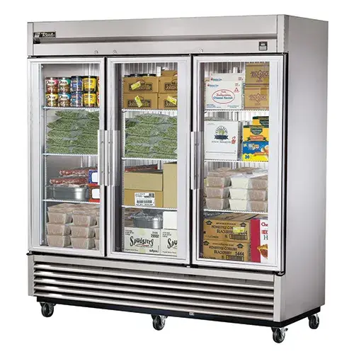 True TS-72FG - 78" Reach-In Freezer - 3 Full Glass Swing Door, 9 Shelves