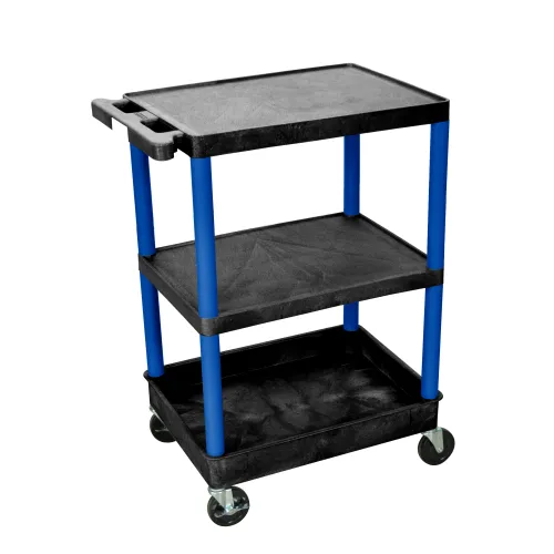 Luxor - BKSTC221BU - Plastic 3 Shelf Utility Tub Cart - Black