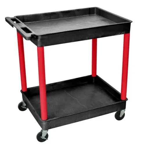 Luxor - BKTC11RD - Plastic 2 Shelf Utility Tub Cart - Black