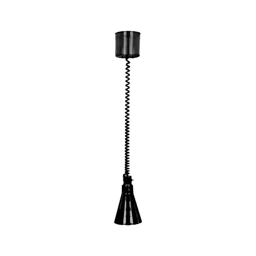 Buffet Enhancements - 010HHN-RTBL - Hanging Heat Lamp - Standard 7" Shade - Retractable w/ Black Powder Coat Finish