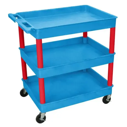 Luxor - BUTC111RD - Plastic 3 Shelf Utility Tub Cart - Blue