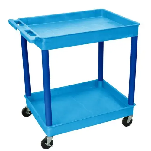 Luxor - TC11BU - Plastic 2 Shelf Utility Tub Cart - Blue