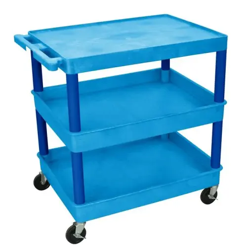 Luxor - TC211BU - Plastic 3 Shelf Utility Tub Cart - Blue