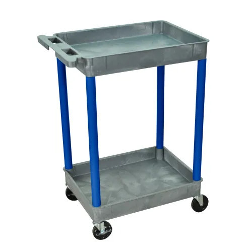 Luxor - GYSTC11BU - Plastic 2 Shelf Utility Tub Cart - Gray