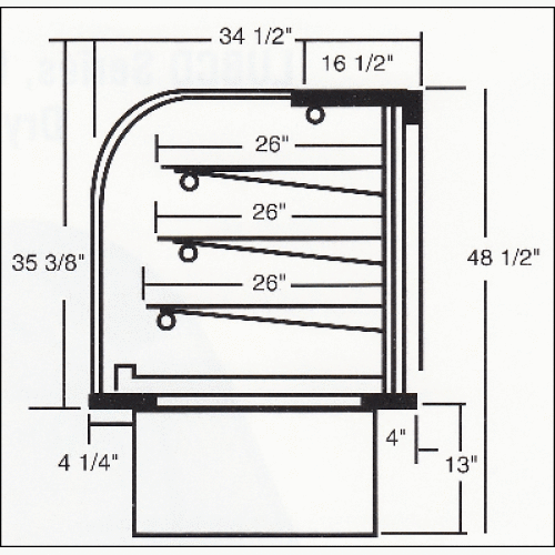 Marc LUBCR-77 - 78" Refrigerated Bakery Display Case - Self-Service - Curved Glass - High Volume