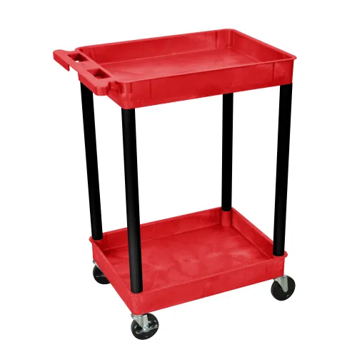 Luxor - RDSTC11BK - Plastic 2 Shelf Utility Tub Cart - Red