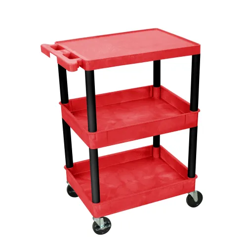 Luxor - RDSTC211BK - Plastic 3 Shelf Utility Tub Cart - Red