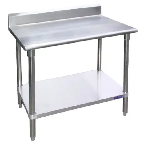 Universal B5SS3096 - 96" X 30" Stainless Steel Work Table W/ Back Splash and Stainless Steel Under Shelf