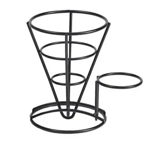 GET Enterprises - 4-361644 - Black Fry Cone With 1 Condiment Holder