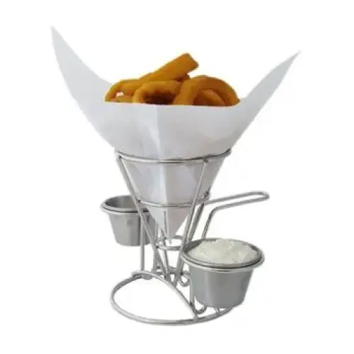 GET Enterprises - 4-96282 - Stainless Steel 2-Ring Appetizer Cone with Handle