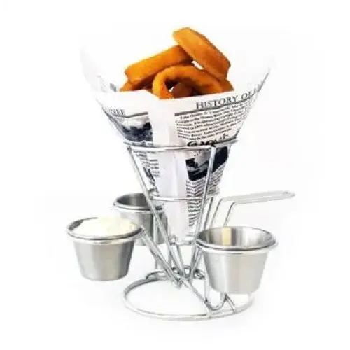 Clipper Mill - 4-96283 - Stainless Steel 3-Ring Appetizer Cone with Handle