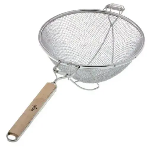Update International SHD-10/SS - 23" x 4.88" x 10.25" - Stainless Steel Fine Reinforced Double Mesh Strainer with Flat Handle 