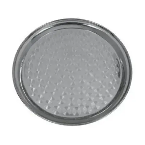 Update International SST-12R - 12" x 0.75" x 12" - Stainless Steel Round Serving Tray  