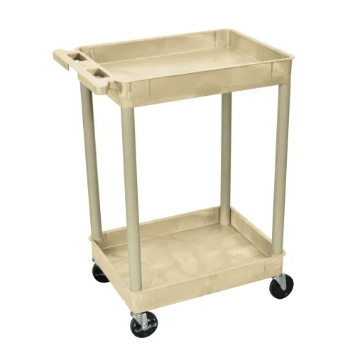 Luxor - STC11P - Plastic 2 Shelf Utility Tub Cart - Putty