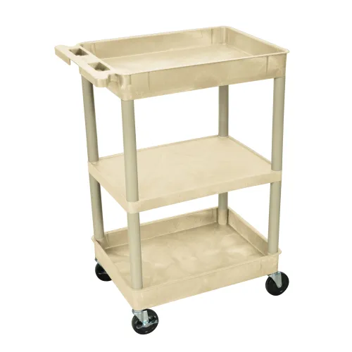 Luxor - STC121P - Plastic 3 Shelf Utility Tub Cart - Putty