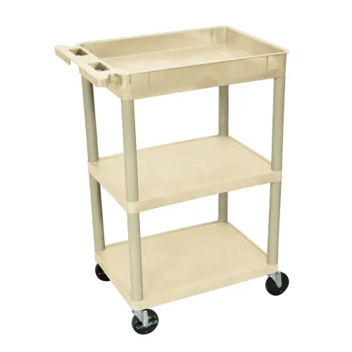 Luxor - STC122P - Plastic 3 Shelf Utility Tub Cart - Putty