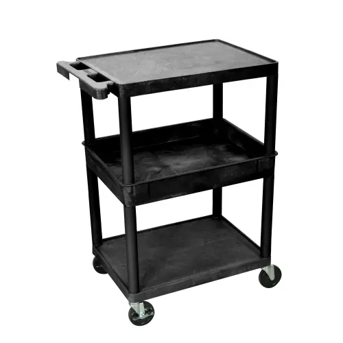 Luxor - STC212B - Plastic 3 Shelf Utility Tub Cart - Black