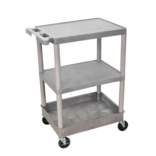 Luxor - STC221G - Plastic 3 Shelf Utility Tub Cart - Gray
