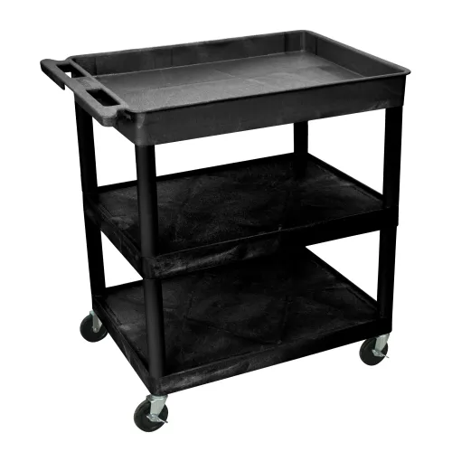 Luxor - TC122B - Plastic 3 Shelf Utility Tub Cart - Black
