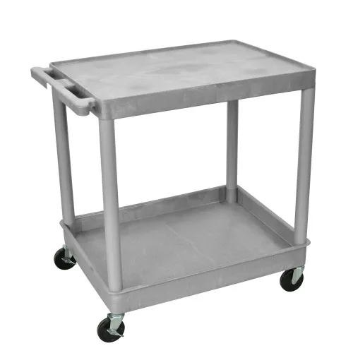 Luxor - TC21B - Plastic 2 Shelf Utility Tub Cart - Gray