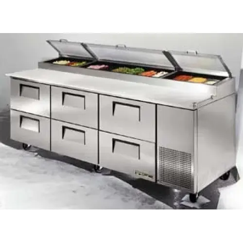 True Pizza Prep Table 6 Drawers Holds 12, 1/3 Size Pans 44&Prime; [TPP-93-D-6]